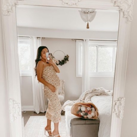 Pinkblush floral smocked bodycon midi dress nwot - Picture 12 of 14